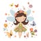 Enchanting winged sprite, adorable illustration of a colorful fairy with cute wings and floral touches