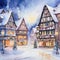 Enchanting Winter Village Square with Twinkling Christmas Lights AI Generated