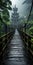 Enchanting Wooden Bridge In A Dark Fantasy Asian Village