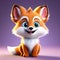 Enchanting Woodland Elegance: 3D Illustration of a Cute Fox