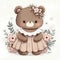 Enchanting World: Cute Teddy Bear with Vibrant Flowers