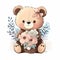 Enchanting World: Cute Teddy Bear with Vibrant Flowers