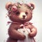 Enchanting World: Cute Teddy Bear with Vibrant Flowers