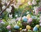 Enchantingly Colored Easter Eggs in the Garden during Spring Festivities