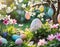 Enchantingly Colored Easter Eggs in the Garden during Spring Festivities