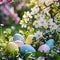 Enchantingly Colored Easter Eggs in the Garden during Spring Festivities