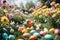 Enchantingly Colored Easter Eggs in the Garden during Spring Festivities