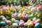 Enchantingly Colored Easter Eggs in the Garden during Spring Festivities