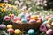 Enchantingly Colored Easter Eggs in the Garden during Spring Festivities