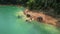 Encounter with a family of wild elephants in Khao Sok national park, on the Cheow lan lake in Surat Thani, Thailand