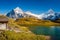 Encountering Bachalpsee when hiking First to Grindelwald Bernese Alps, Switzerland.