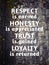 Encouragement quote of respect is earned honesty is appreciated trust is gained loyalty is returned. Text with stones background.