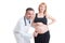 Encouraging doctor showing like with young pregnant woman