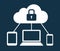 Encrypted cloud computing connected devices network vector icon