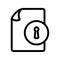 Encrypted document file paper page password single isolated icon with outline style