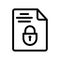 Encrypted document with lock secure single isolated icon with outline style