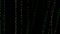 Encrypted fast long scrolling programming security hacking code data flow stream on black background.