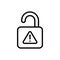 Encryption unlock icon. Simple line, outline vector elements of hacks icons for ui and ux, website or mobile application