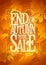 End of autumn sale poster design concept, yellow maple leaves backdrop