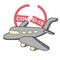 End of COVID-19. Coronavirus prevention. Plane with broken stop symbol