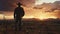 End of Day Reverie- A Cowboy\\\'s Sunset Watch. Generative AI