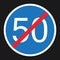 End Minimum Speed Sign 50 flat icon