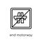 End motorway sign icon. Trendy modern flat linear vector End mot