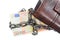 End of personal spending. Purse euro banknote in chain