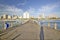 End of pier view of Durban skyline, South Africa on the Indian Ocean