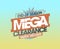 End of season mega clearance, massive discounts banner