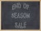 End of Season Sale meat written on a blackboard