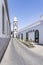 At the end of this street you can see the church Parroquia de San Gines in Arrecife, Lanzarote, Spain