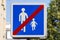 End of way for pedestrians - father with child ,sign