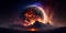 End of the World, Global Catastrophes background. Unknown Planet Fantastic Worlds. Generative AI