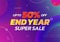 End Year Super Sale poster background. Up to 50% off online shop social media banner promotion template vector design with