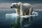 Endangered Polar Bear in a Melting Arctic Habitat due to Climate Change, generative Ai