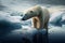 Endangered Polar Bear in a Melting Arctic Habitat due to Climate Change, generative Ai