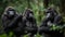 Endangered primate sitting in African rainforest, staring at camera generated by AI