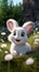 endearing animated bunny surrounded by daisies in a sunlit forest glade