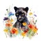 Endearing Baby Panther in a Colorful Flower Field for Art Prints and Greetings