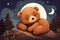 Endearing Cute cartoon brown bear. Generate Ai