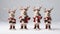 an endearing scene with three charming reindeer figurines, each wearing festive accessories