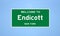 Endicott, New York city limit sign. Town sign from the USA.