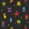 Endless backkground of pixel monsters.