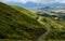 Endless curvy road through the hills of SÃ£o Miguel island, Azores, Portugal