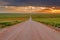 Endless Dirt Road on Prairie