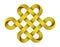 Endless knot made of intertwined gold mobius stripes. Traditional buddhist symbol