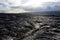 Endless lava fields of the Big Isalnd of Hawaii. Smooth, undulating surface of frozen pahoehoe lava.
