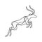 Endless line art illustration of antelope. Continuous black outline drawing on white background
