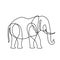 Endless line art illustration of elephant. Continuous black outline drawing on white background